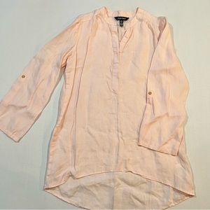 Ellen Tracy Pink Pullover Linen Top Size Small